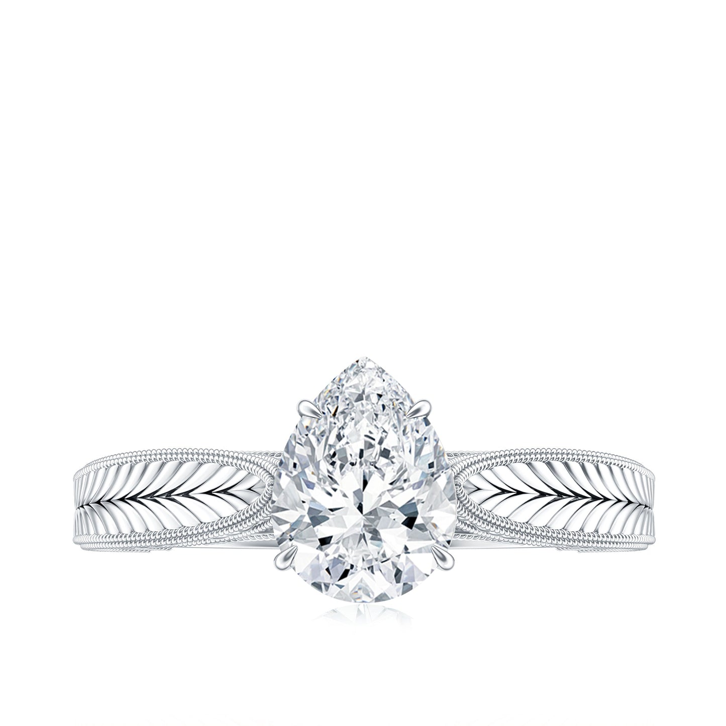 6X8 mm Pear Lab Created Diamond Filigree Engagement Ring
