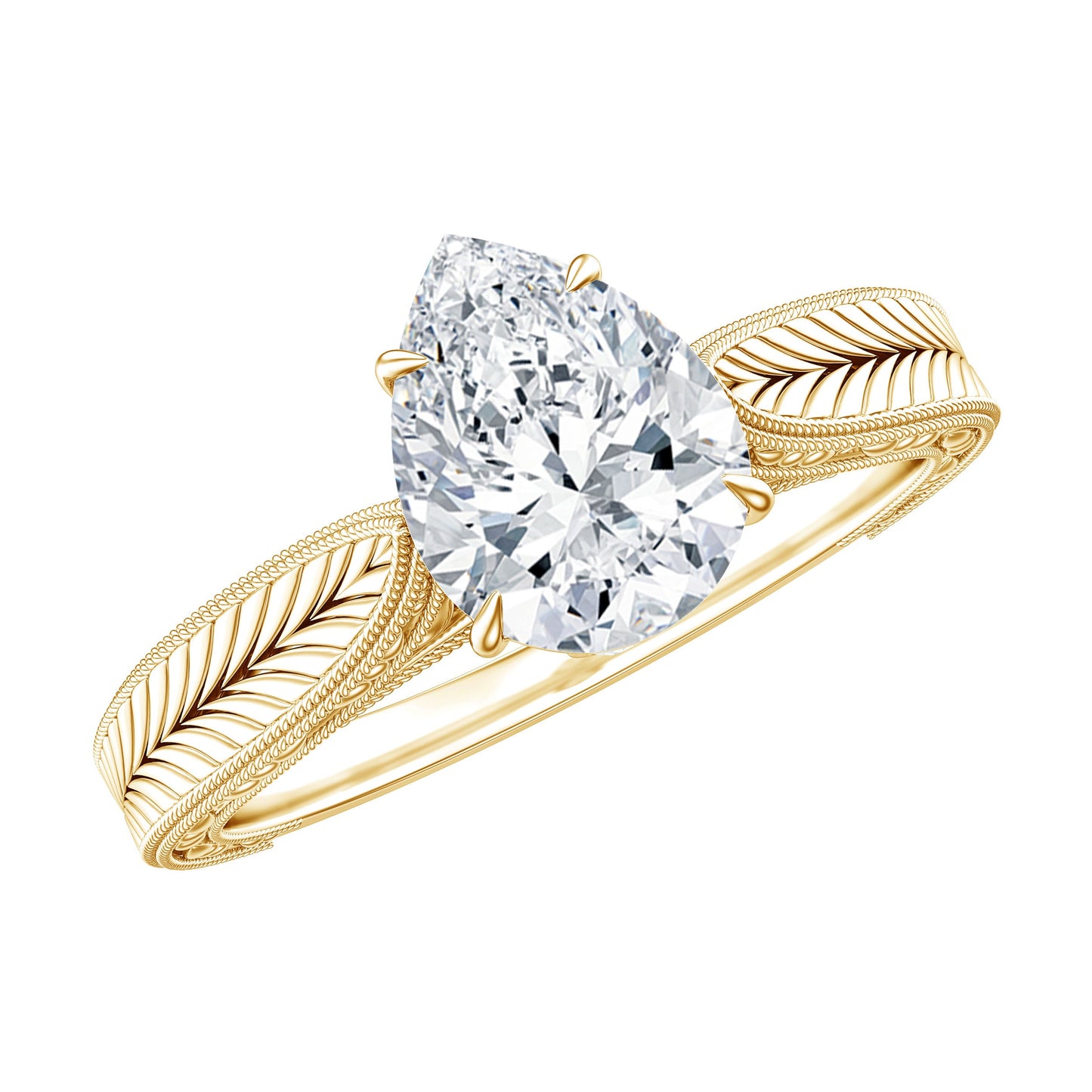 6X8 mm Pear Lab Created Diamond Filigree Engagement Ring