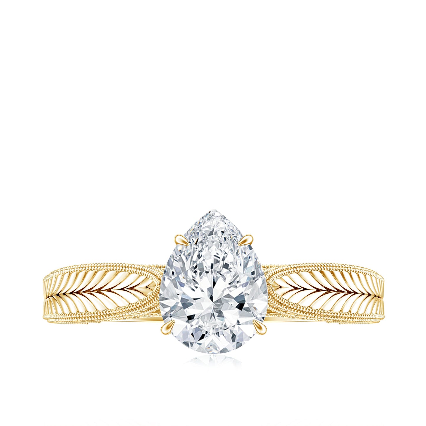 6X8 mm Pear Lab Created Diamond Filigree Engagement Ring