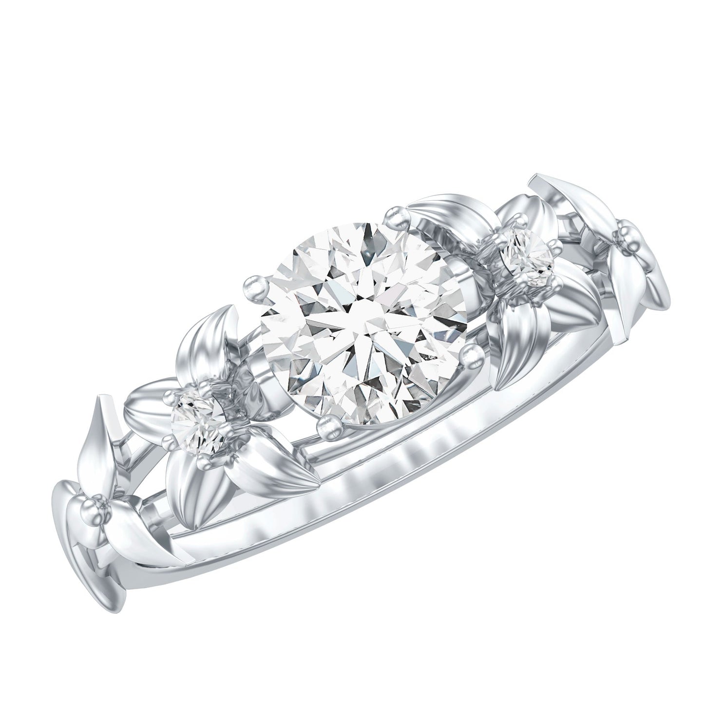 Certified 1 Ct Lab Grown Diamond Nature Engagement Ring