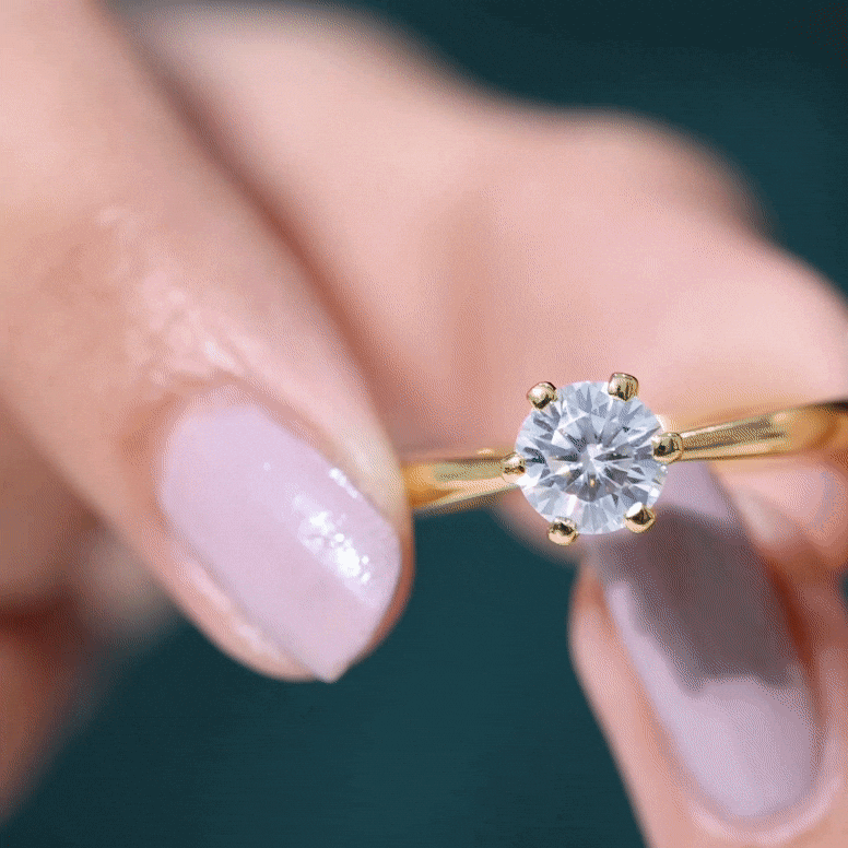 Brilliant Cut Lab Grown Diamond Solitaire Engagement Ring With 6 Prongs