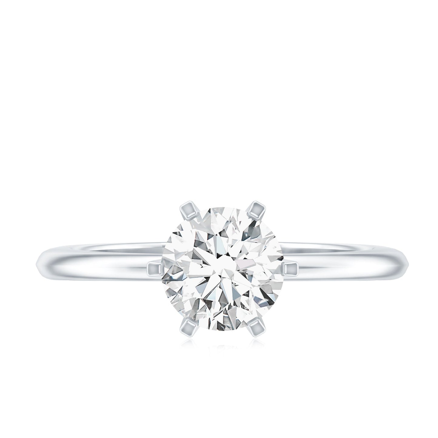 Brilliant Cut Lab Grown Diamond Solitaire Engagement Ring With 6 Prongs