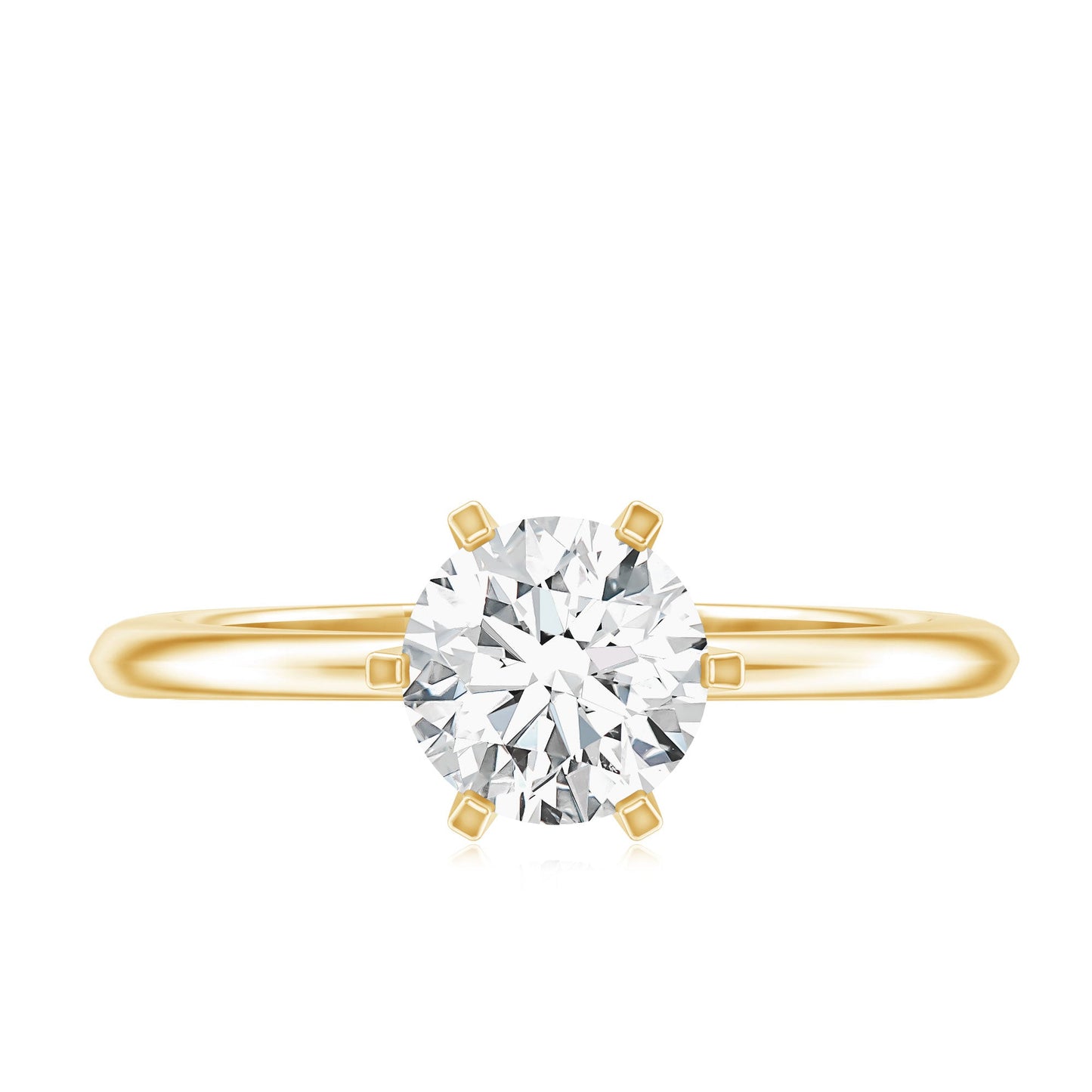 Brilliant Cut Lab Grown Diamond Solitaire Engagement Ring With 6 Prongs