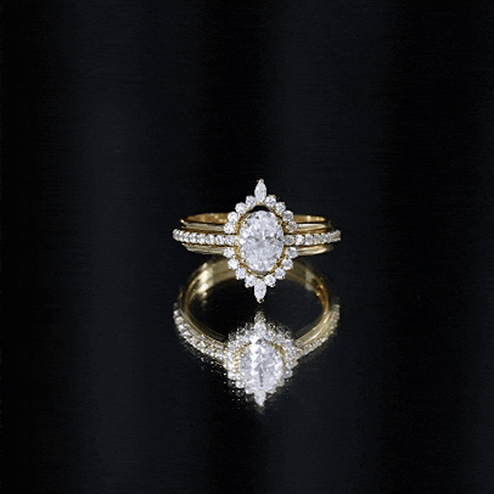 Certified Lab Grown Diamond Vintage Engagement Ring Set With 3 Pieces