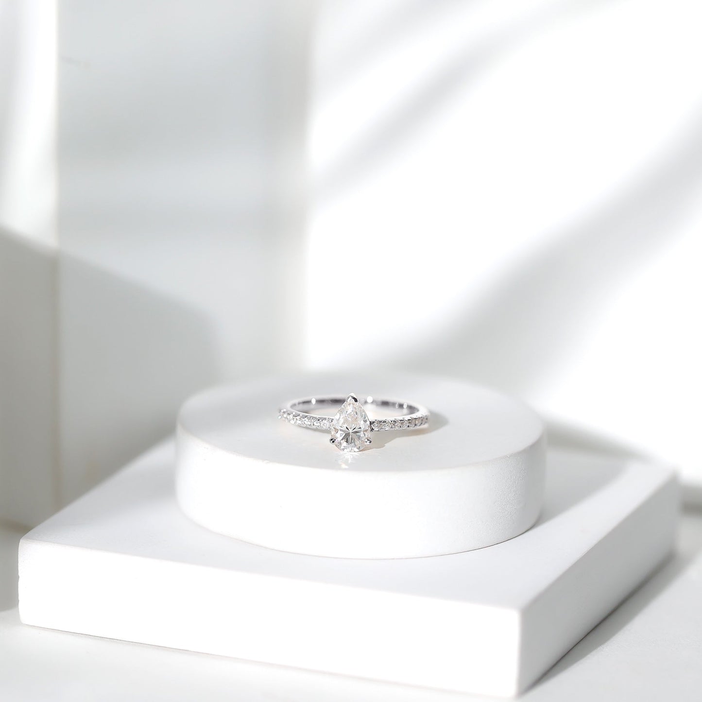 1 CT Pear Cut Man Made Diamond Engagement Ring