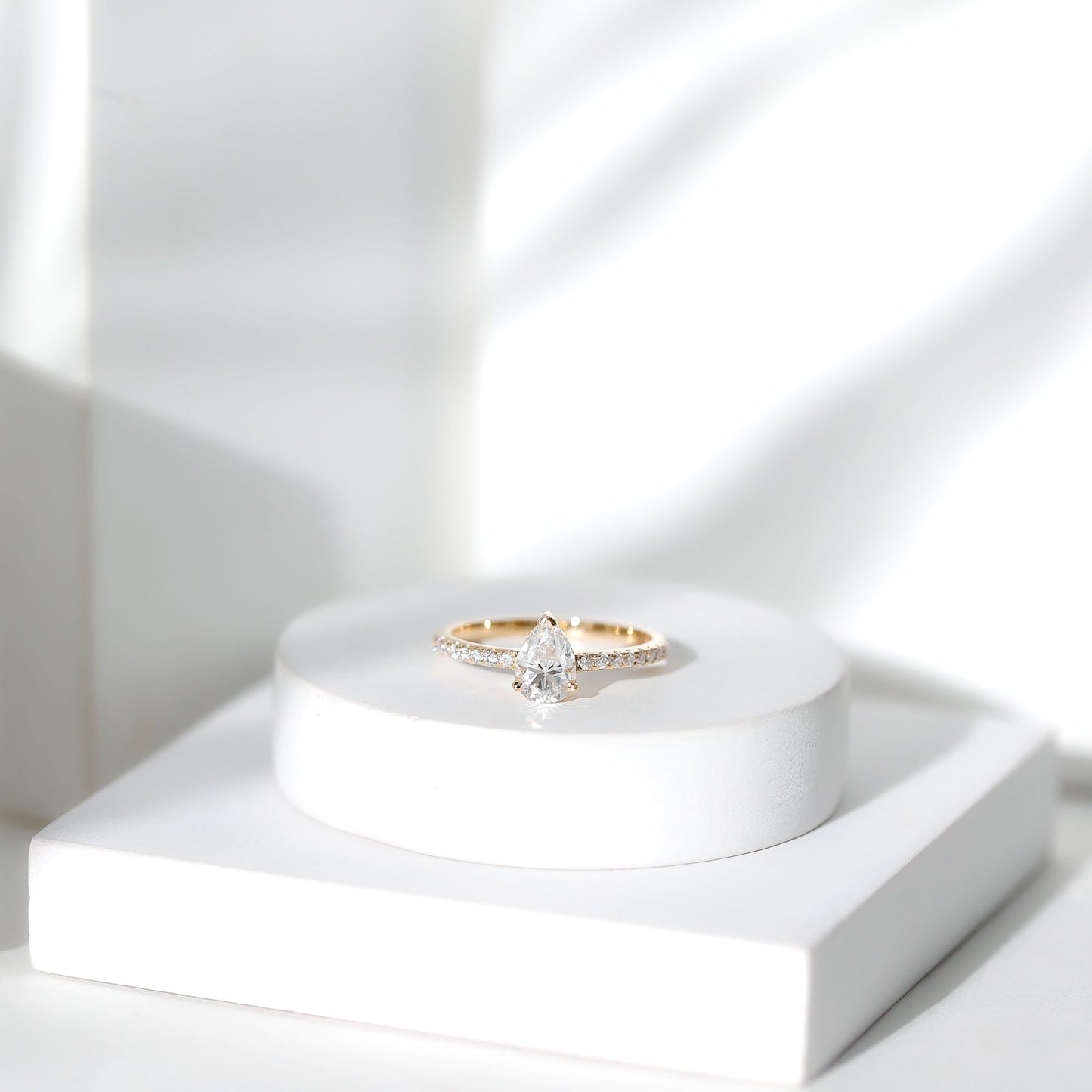 1 CT Pear Cut Man Made Diamond Engagement Ring