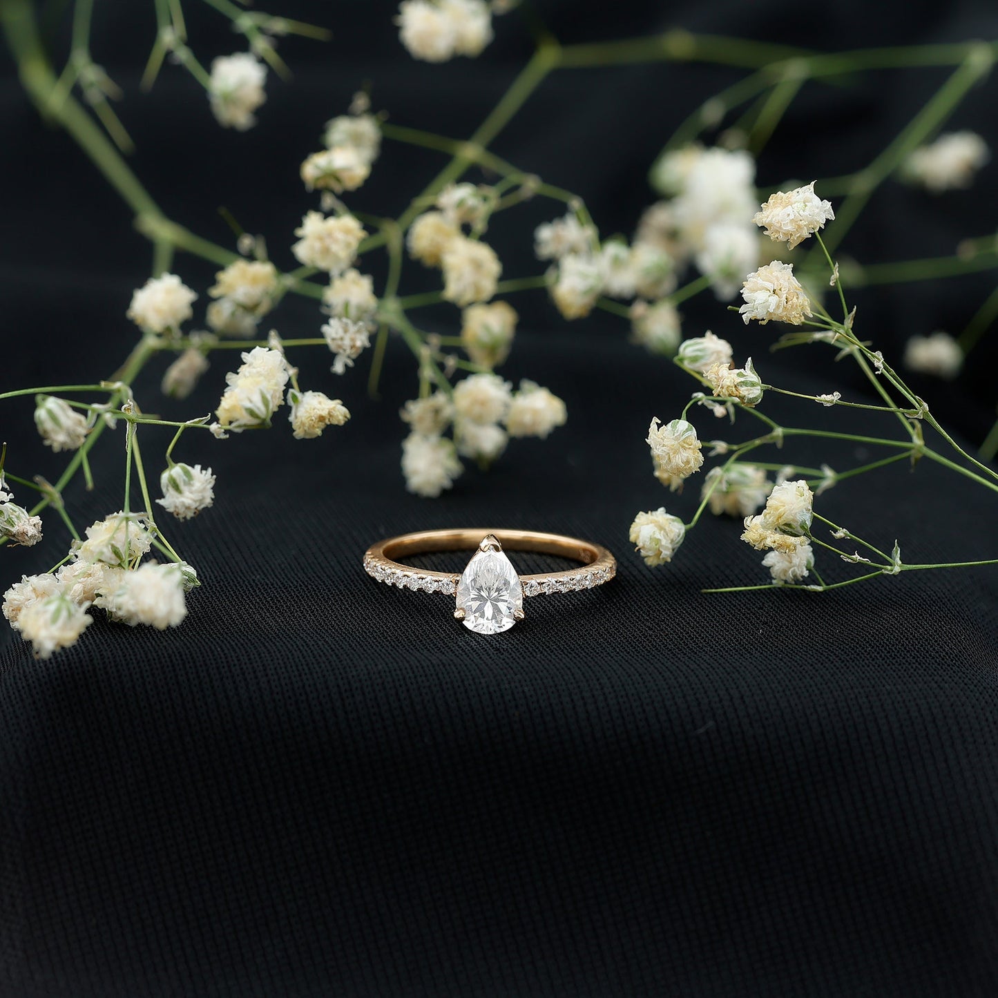 1 CT Pear Cut Man Made Diamond Engagement Ring