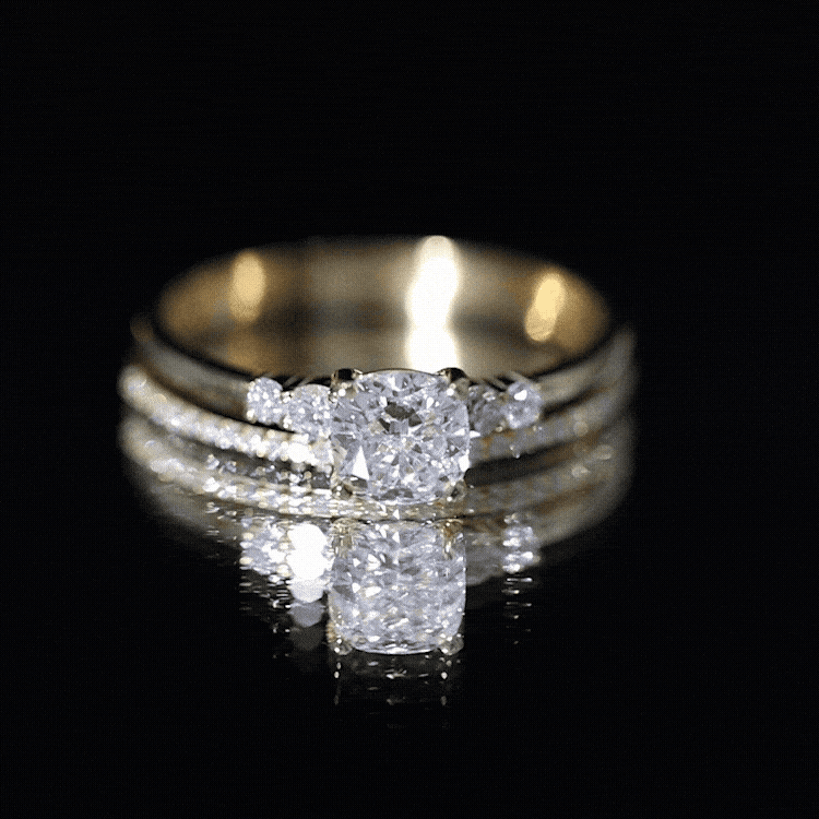 Lab Grown Diamond 6 MM Cushion Engagement Ring with Wedding band