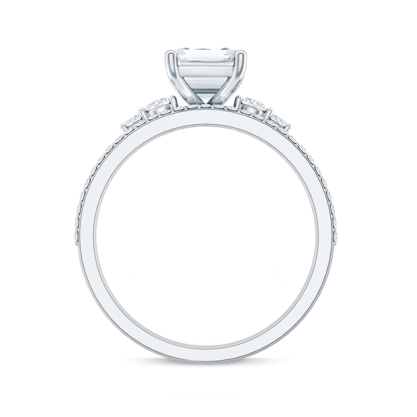 Certified Lab Grown Diamond 6X8MM Emerald Cut Engagement Ring with Band