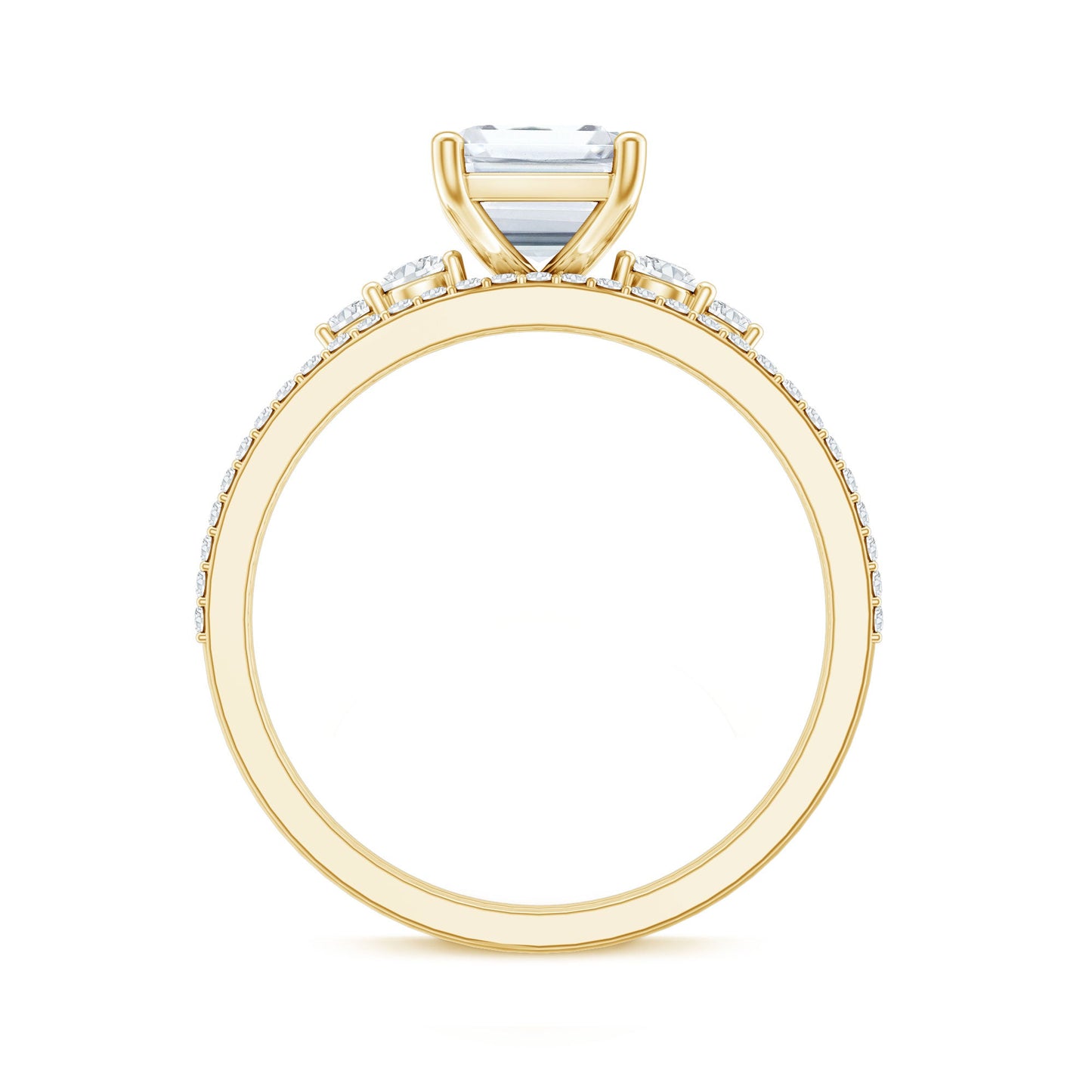 Certified Lab Grown Diamond 6X8MM Emerald Cut Engagement Ring with Band