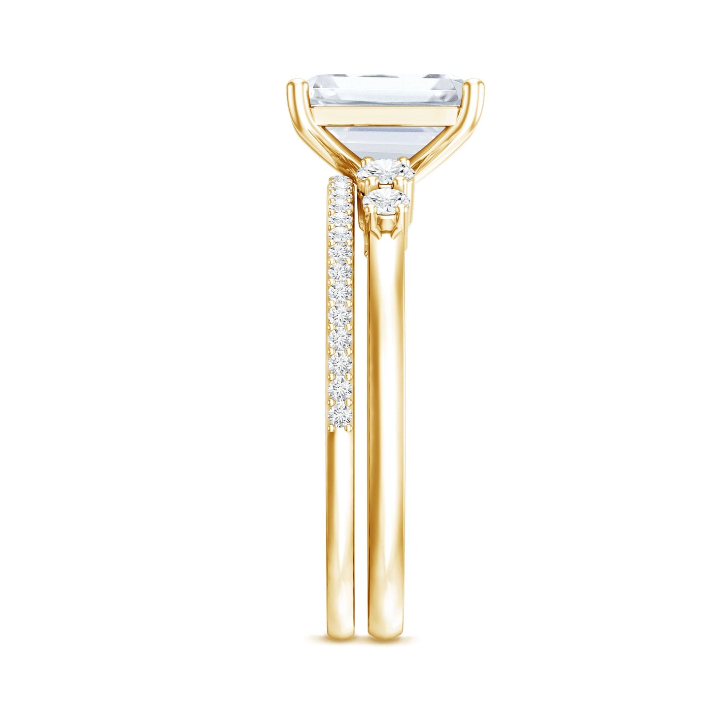Certified Lab Grown Diamond 6X8MM Emerald Cut Engagement Ring with Band