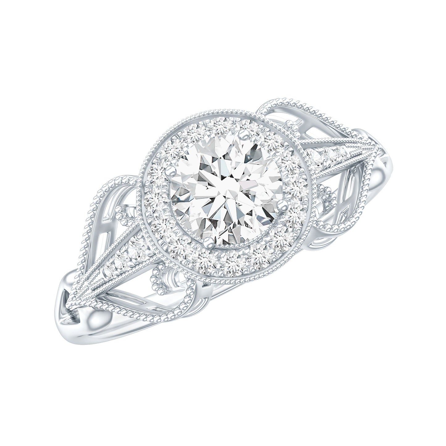 3/4 CT Statement Zircon Engagement Ring with Beaded Details