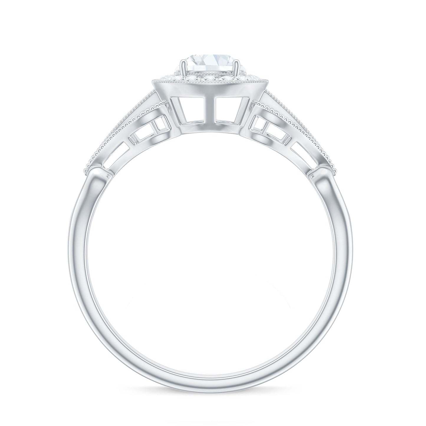 3/4 CT Statement Zircon Engagement Ring with Beaded Details