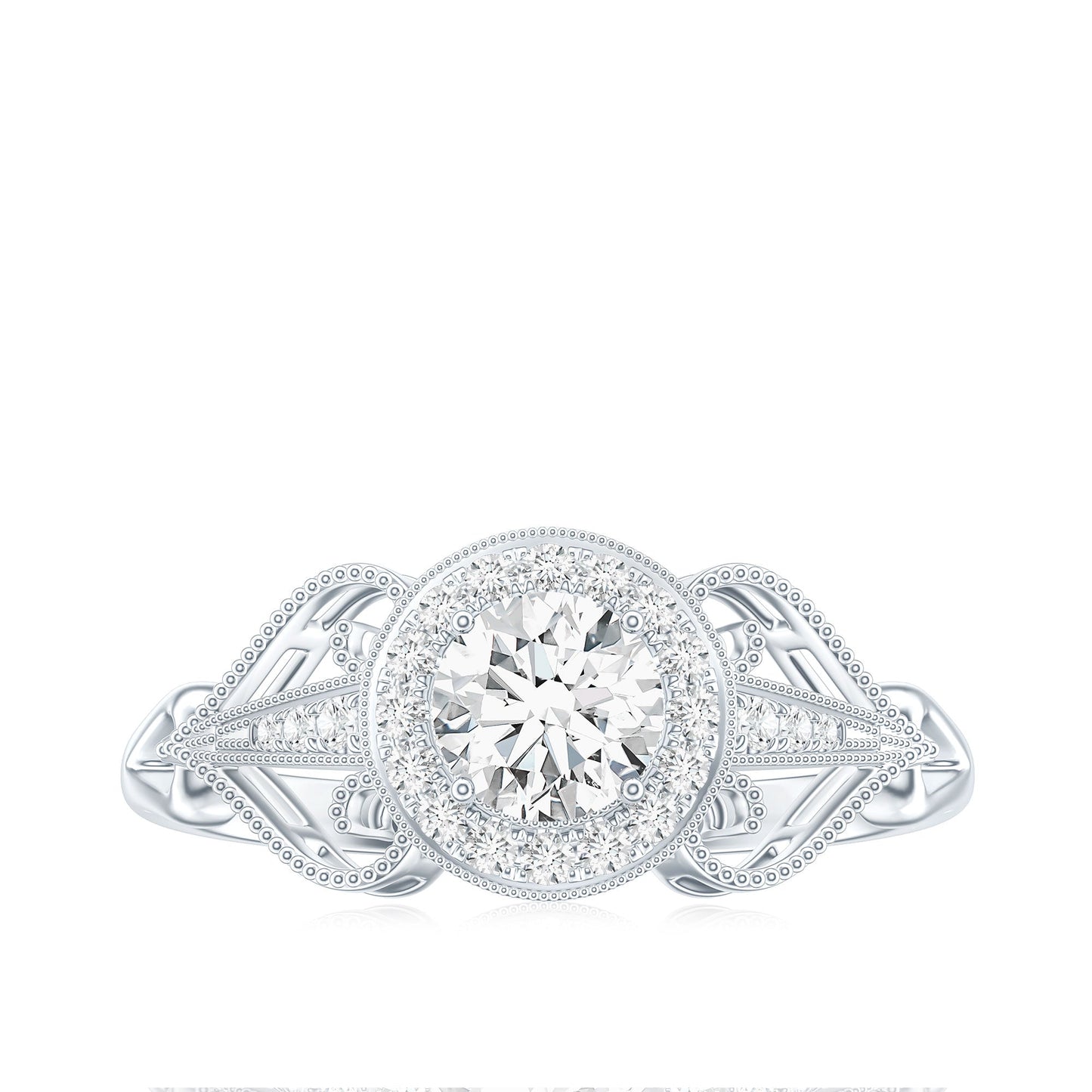 3/4 CT Statement Zircon Engagement Ring with Beaded Details
