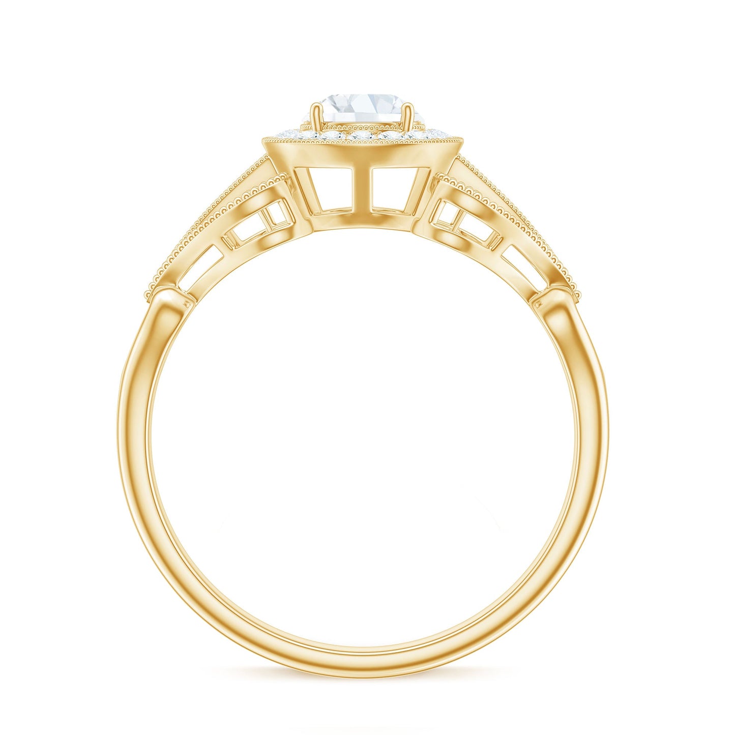 3/4 CT Statement Zircon Engagement Ring with Beaded Details