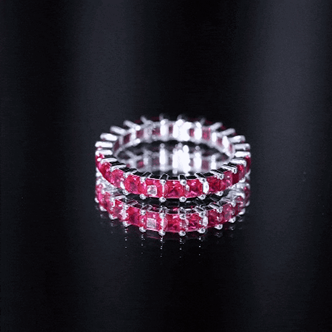 4.25 CT Princess Shape Lab Created Ruby Eternity Ring for Women