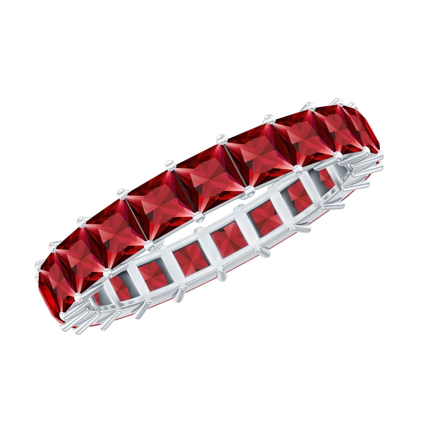4.25 CT Princess Shape Lab Created Ruby Eternity Ring for Women