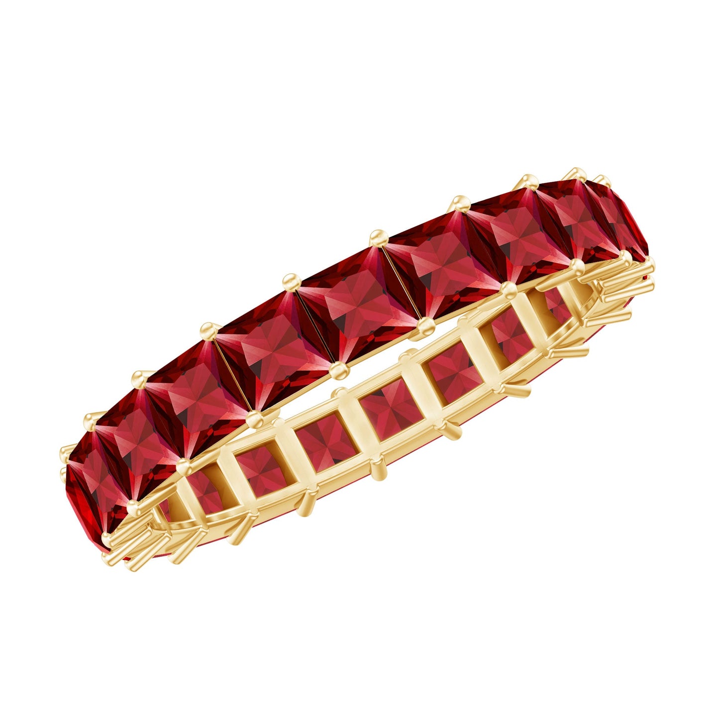 4.25 CT Princess Shape Lab Created Ruby Eternity Ring for Women