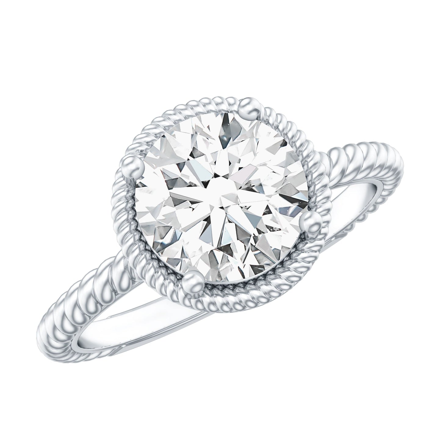Brilliant Cut 8 MM Moissanite Rope Band Engagement Ring
