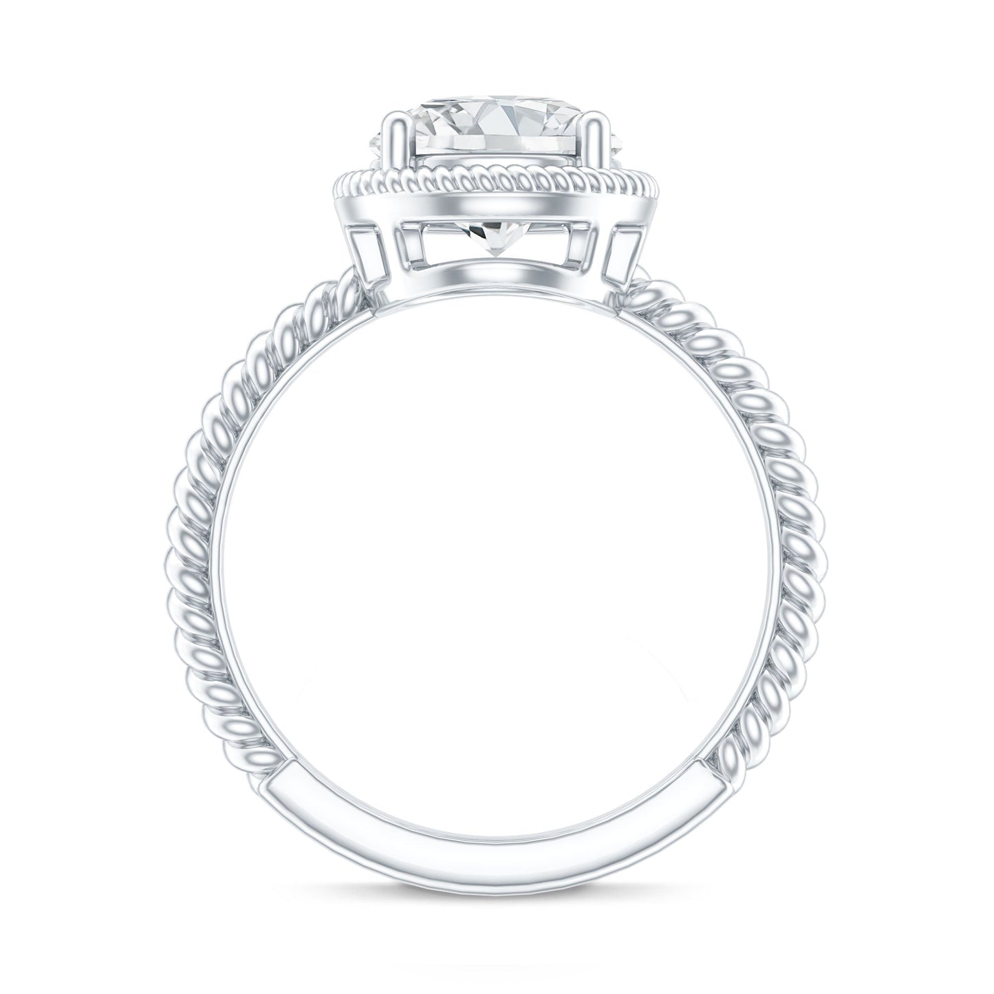 Brilliant Cut 8 MM Moissanite Rope Band Engagement Ring