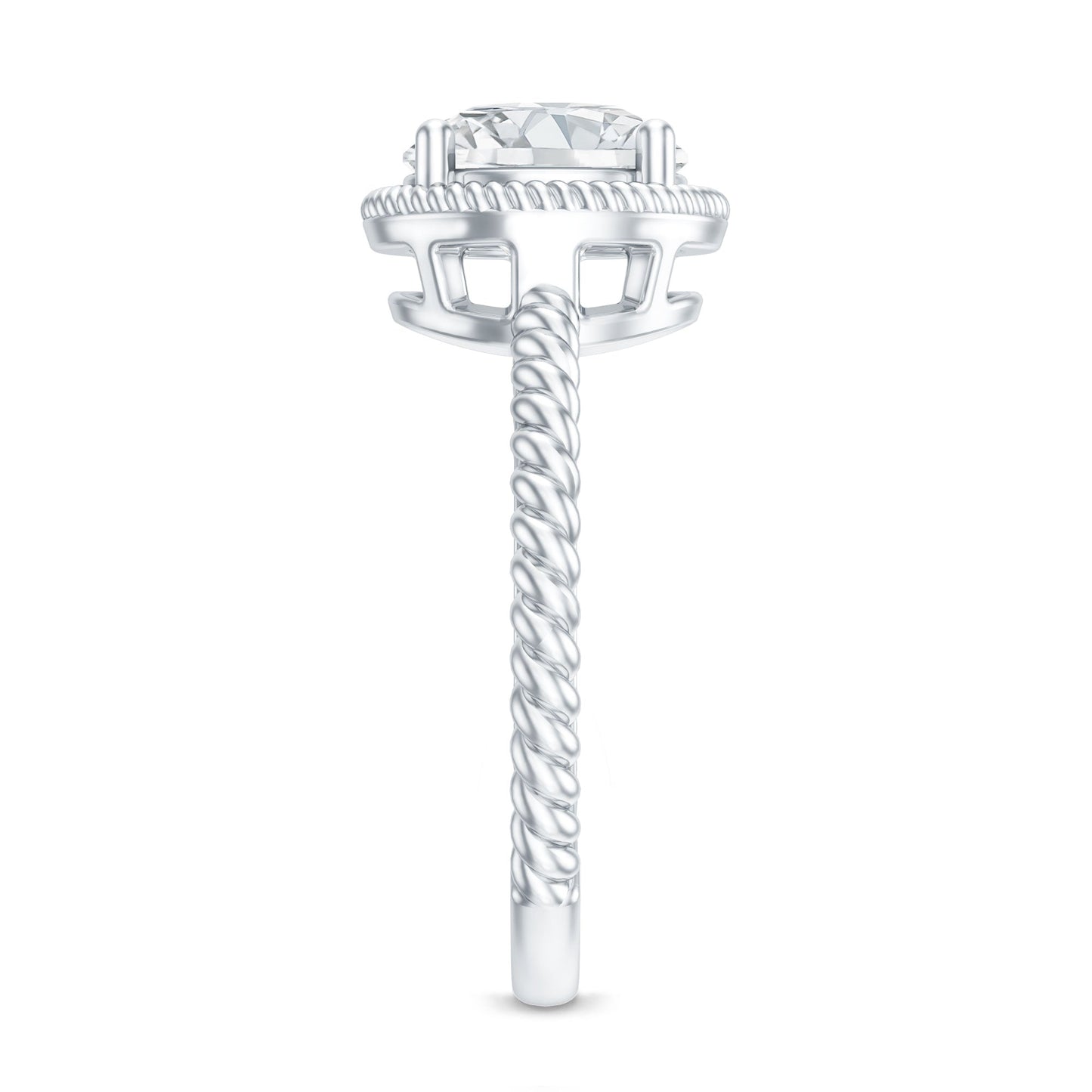 Brilliant Cut 8 MM Moissanite Rope Band Engagement Ring