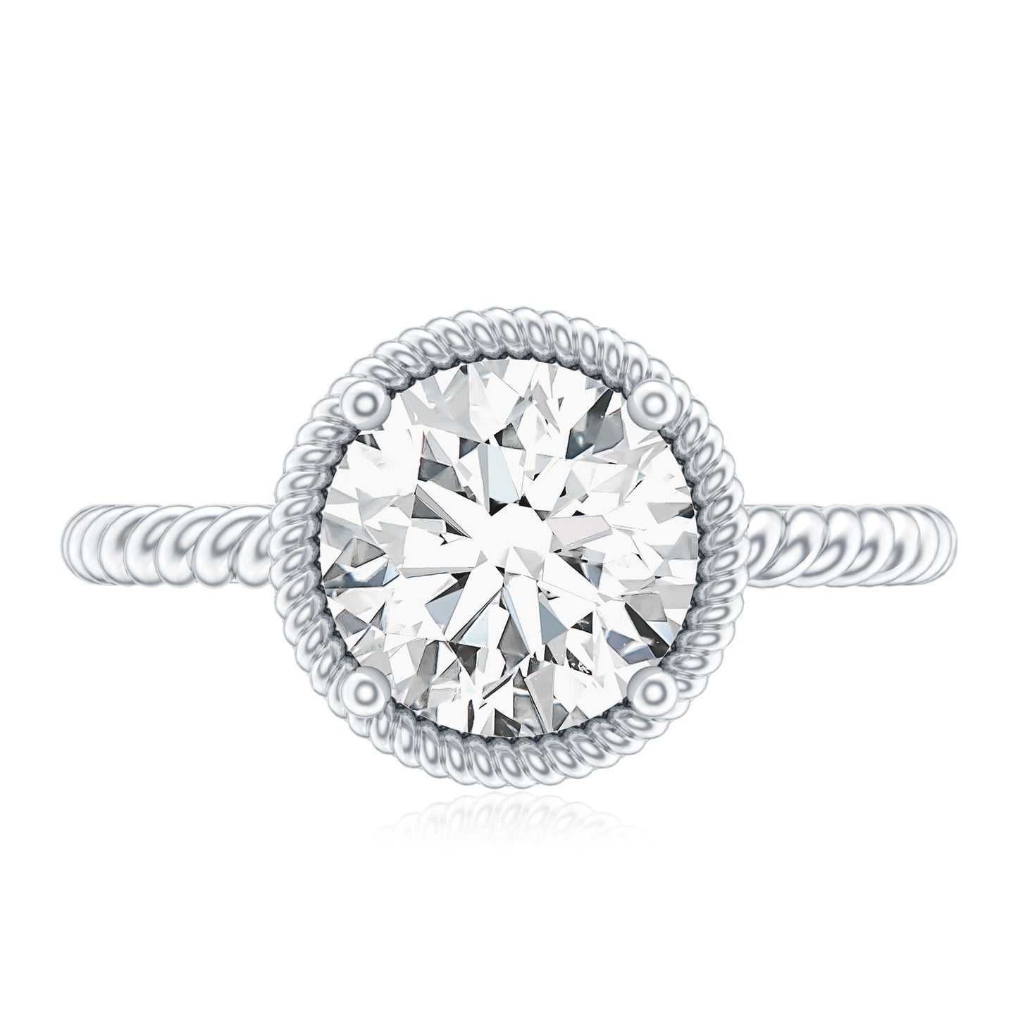 Brilliant Cut 8 MM Moissanite Rope Band Engagement Ring