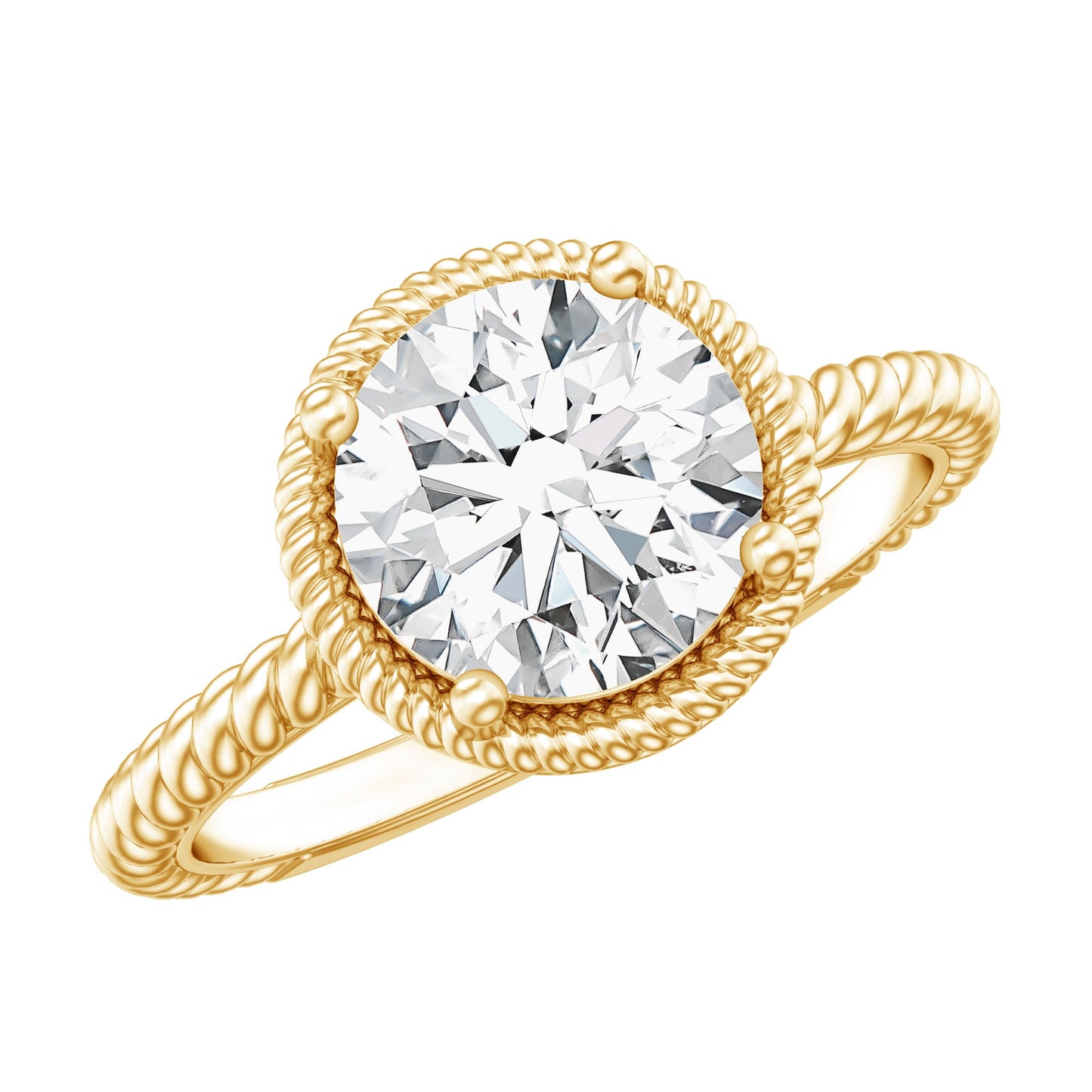 Brilliant Cut 8 MM Moissanite Rope Band Engagement Ring