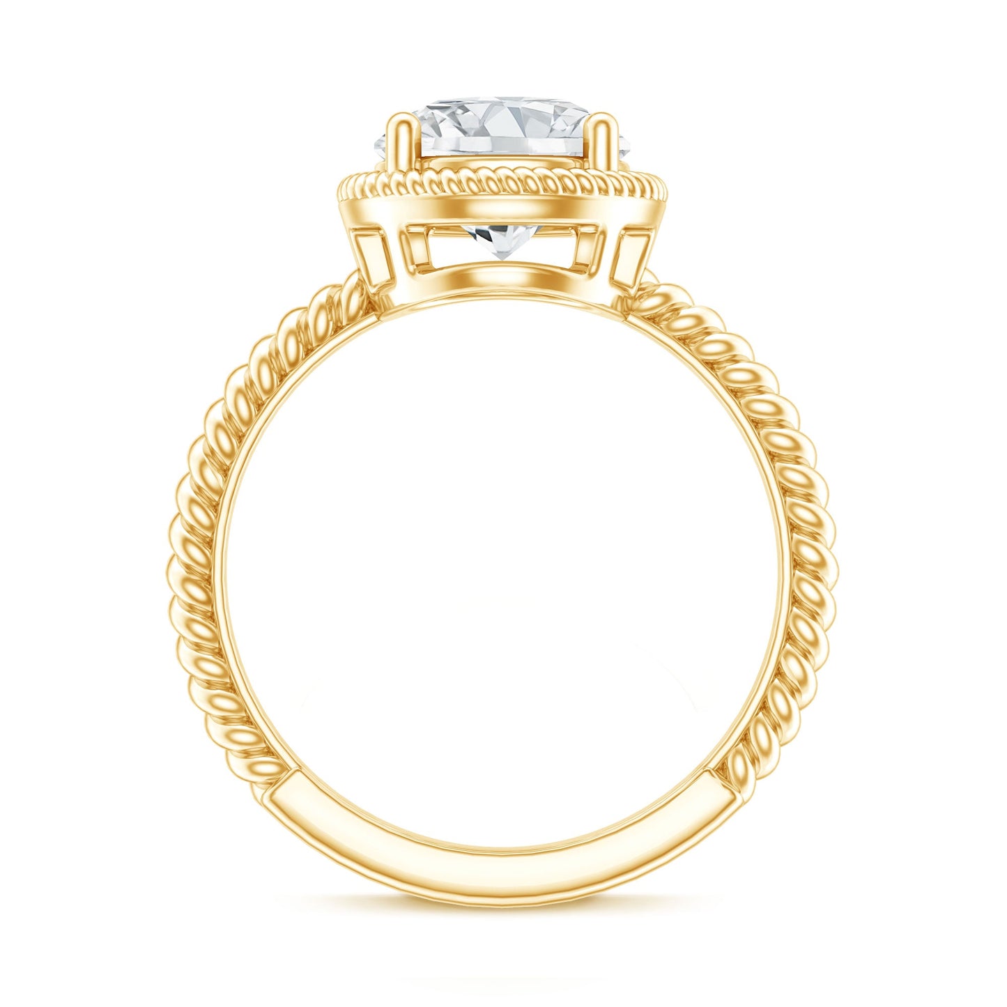Brilliant Cut 8 MM Moissanite Rope Band Engagement Ring