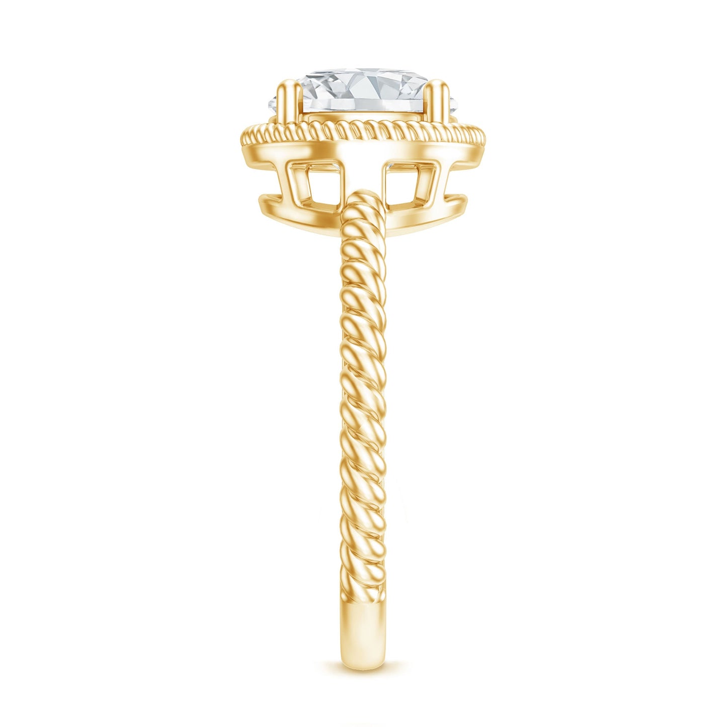 Brilliant Cut 8 MM Moissanite Rope Band Engagement Ring