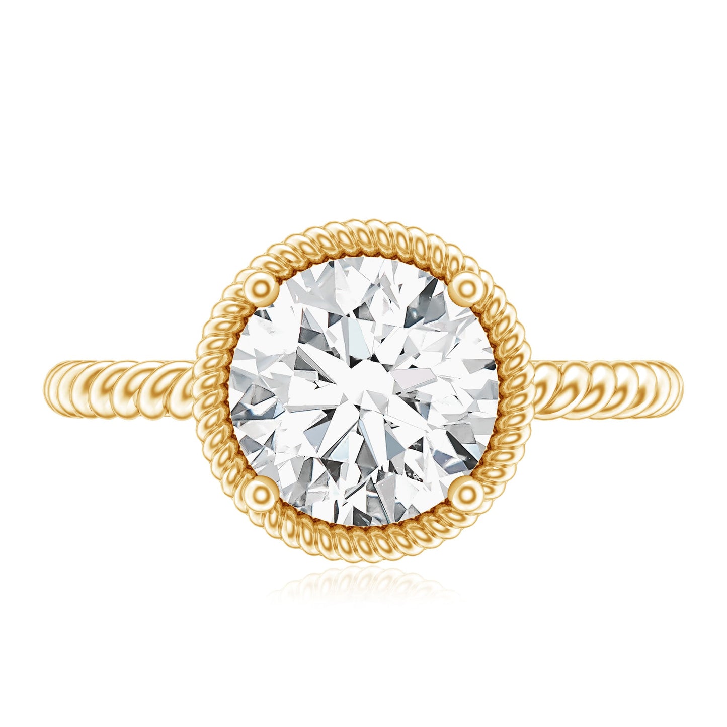 Brilliant Cut 8 MM Moissanite Rope Band Engagement Ring