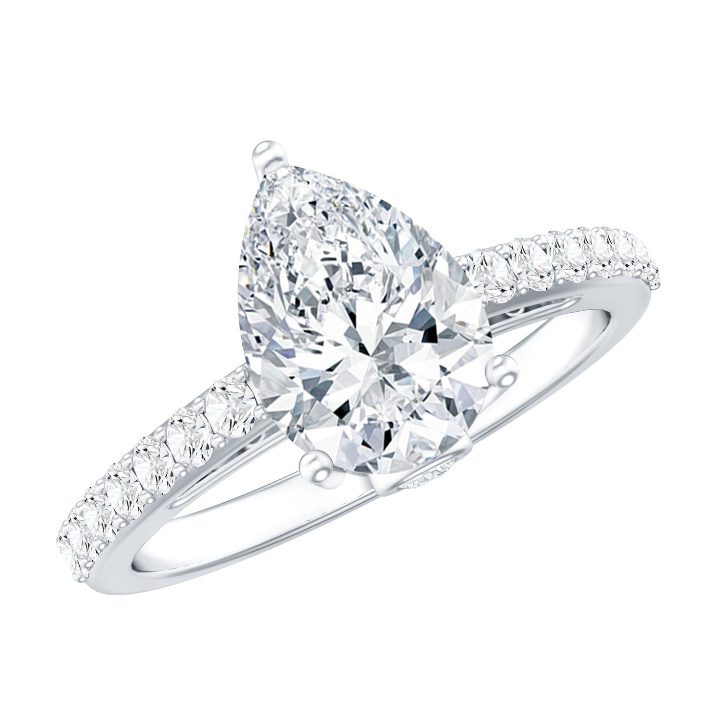 Certified 2.25 CT Moissanite Teardrop Engagement Ring For Her