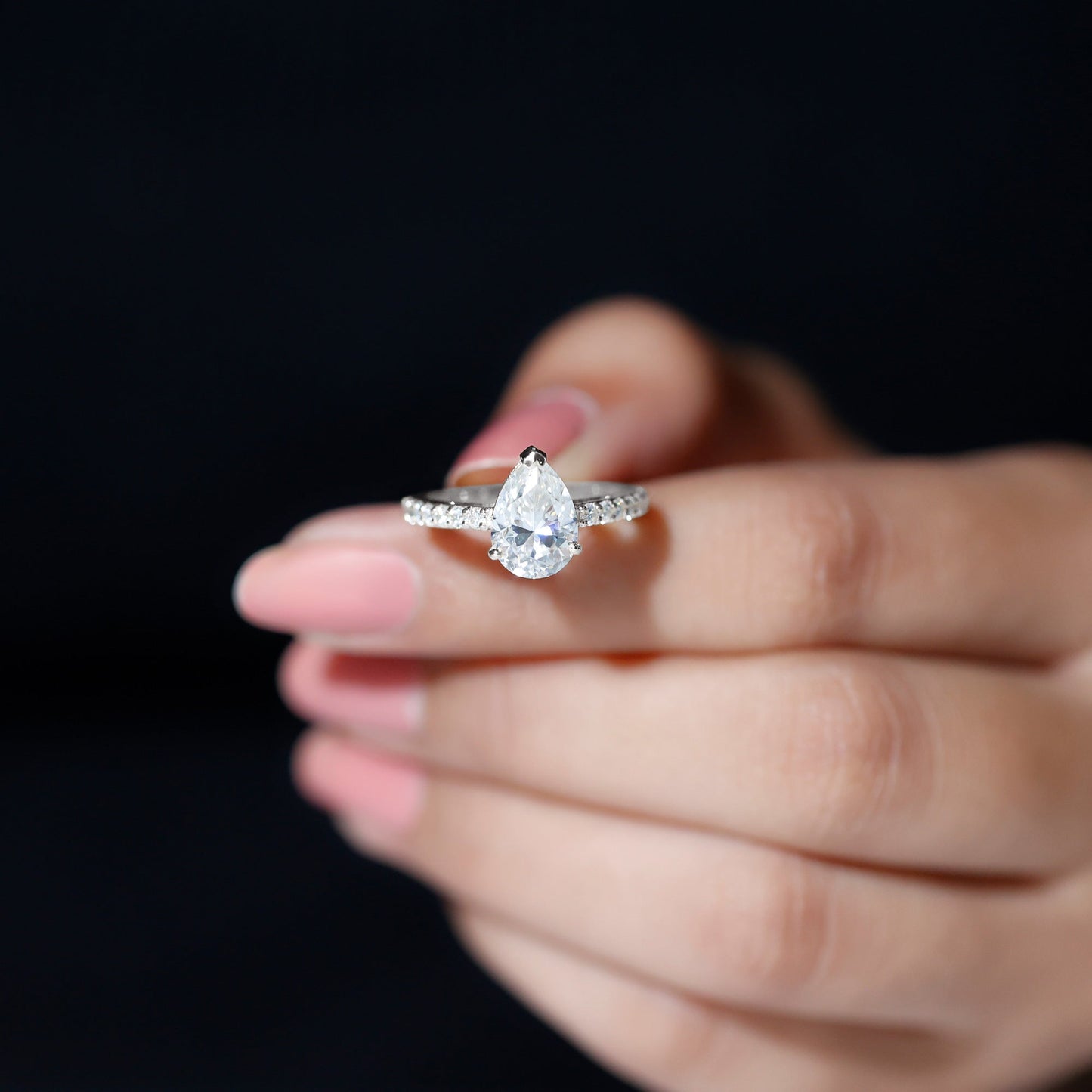 Certified 2.25 CT Moissanite Teardrop Engagement Ring For Her