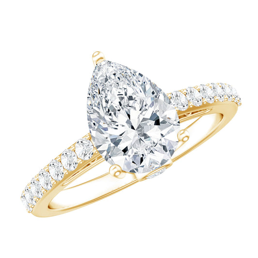 Certified 2.25 CT Moissanite Teardrop Engagement Ring For Her