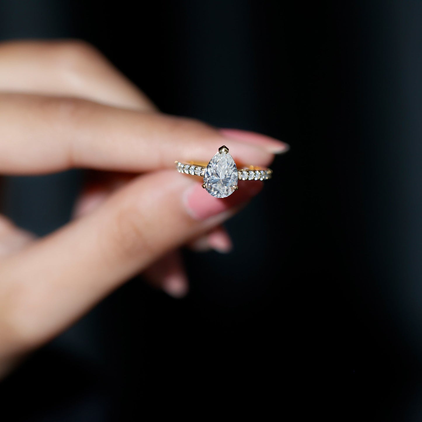 Certified 2.25 CT Moissanite Teardrop Engagement Ring For Her