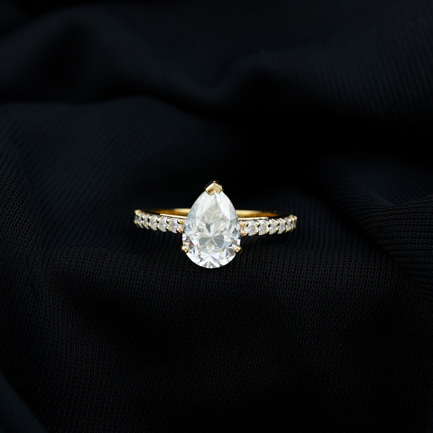 Certified 2.25 CT Moissanite Teardrop Engagement Ring For Her