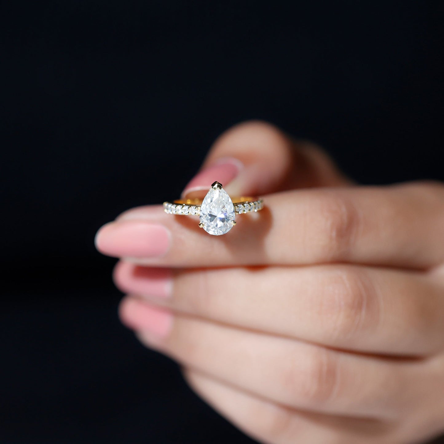 Certified 2.25 CT Moissanite Teardrop Engagement Ring For Her