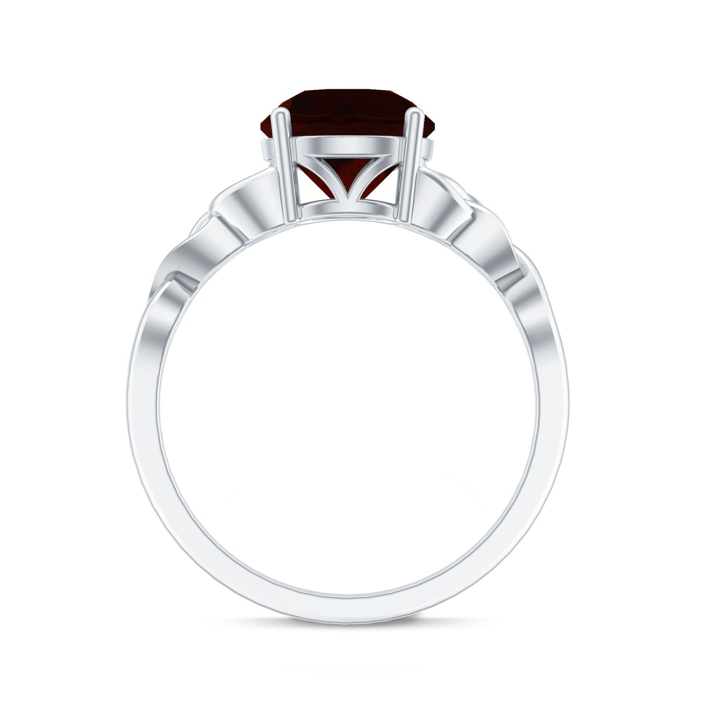 Real 8mm Garnet Solitaire Engagement Ring with Celtic Knot