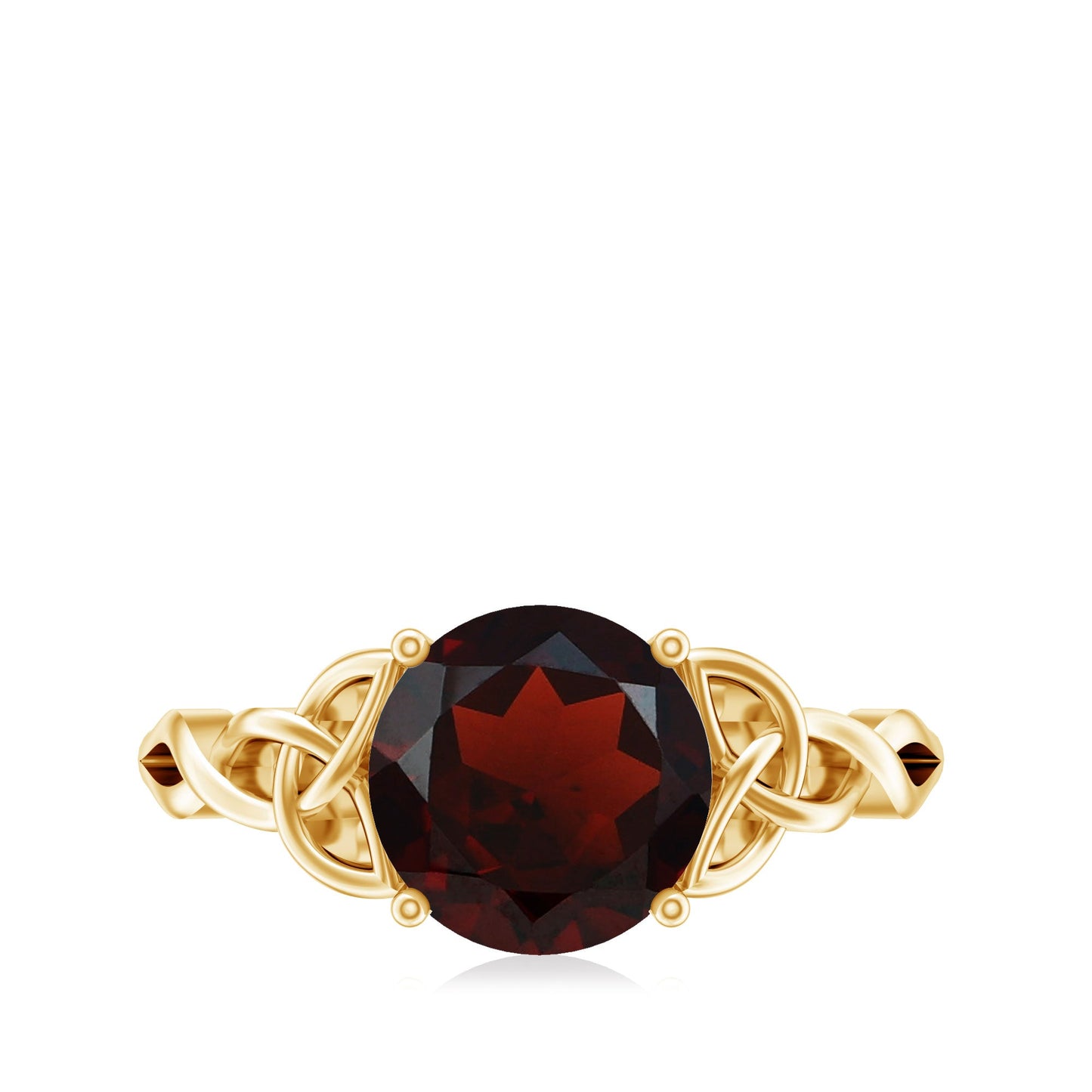 Real 8mm Garnet Solitaire Engagement Ring with Celtic Knot