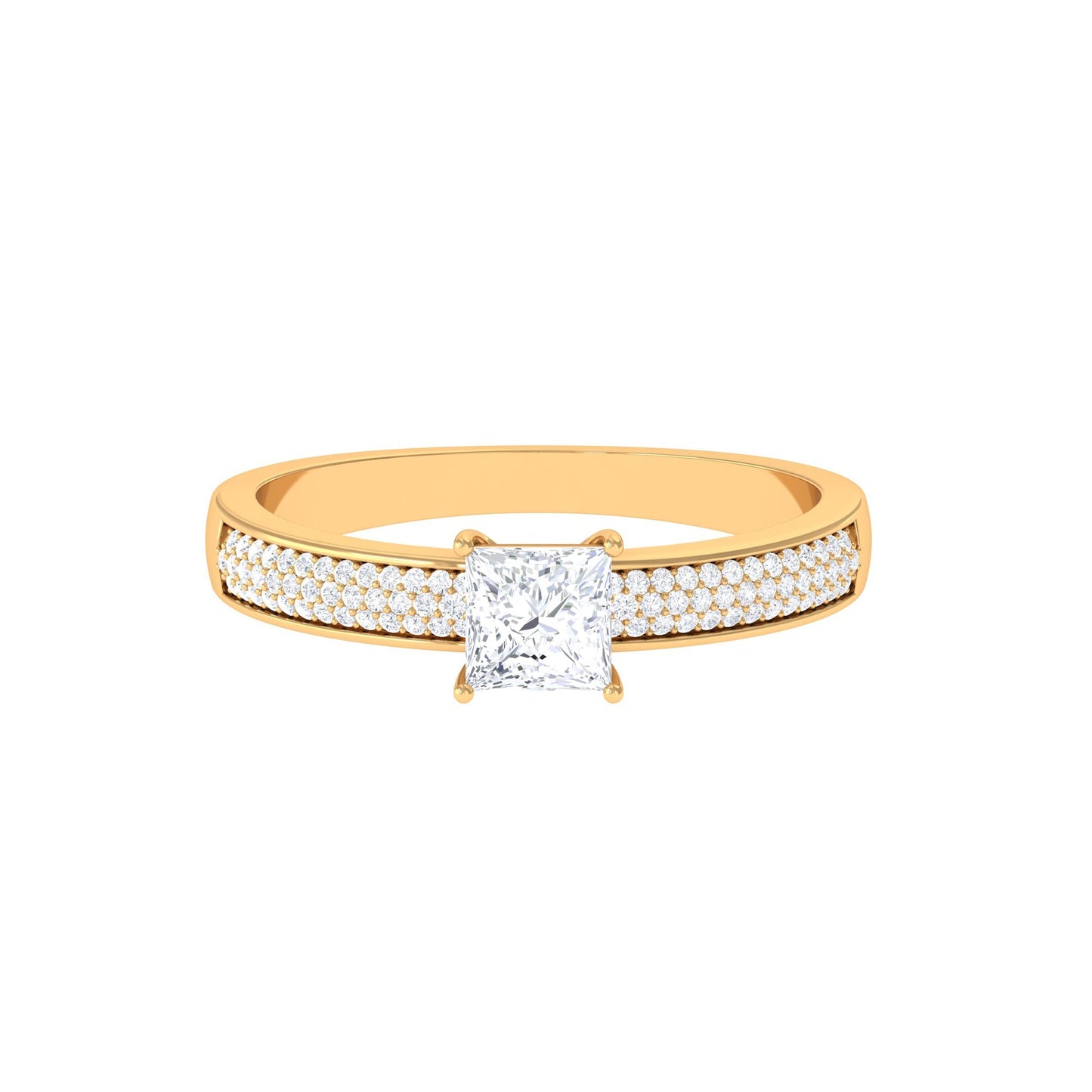Princess Cut Cubic Zirconia Engagement Ring with Side Stones
