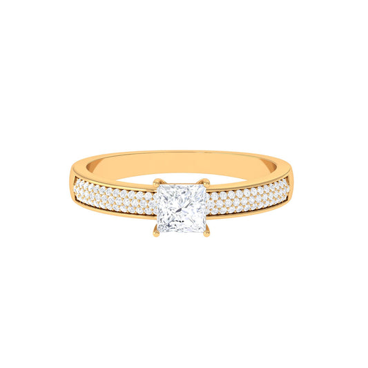 Princess Cut Cubic Zirconia Engagement Ring with Side Stones