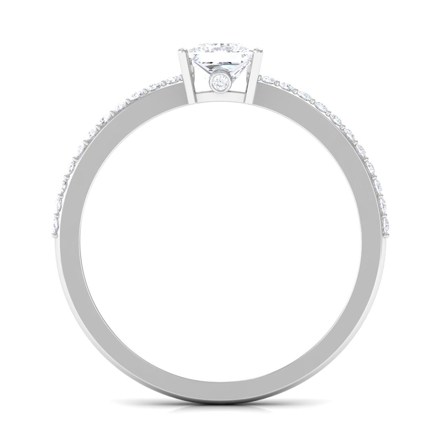 3/4 CT Princess Cut Zircon Solitaire Ring with Surprise and Side Stones
