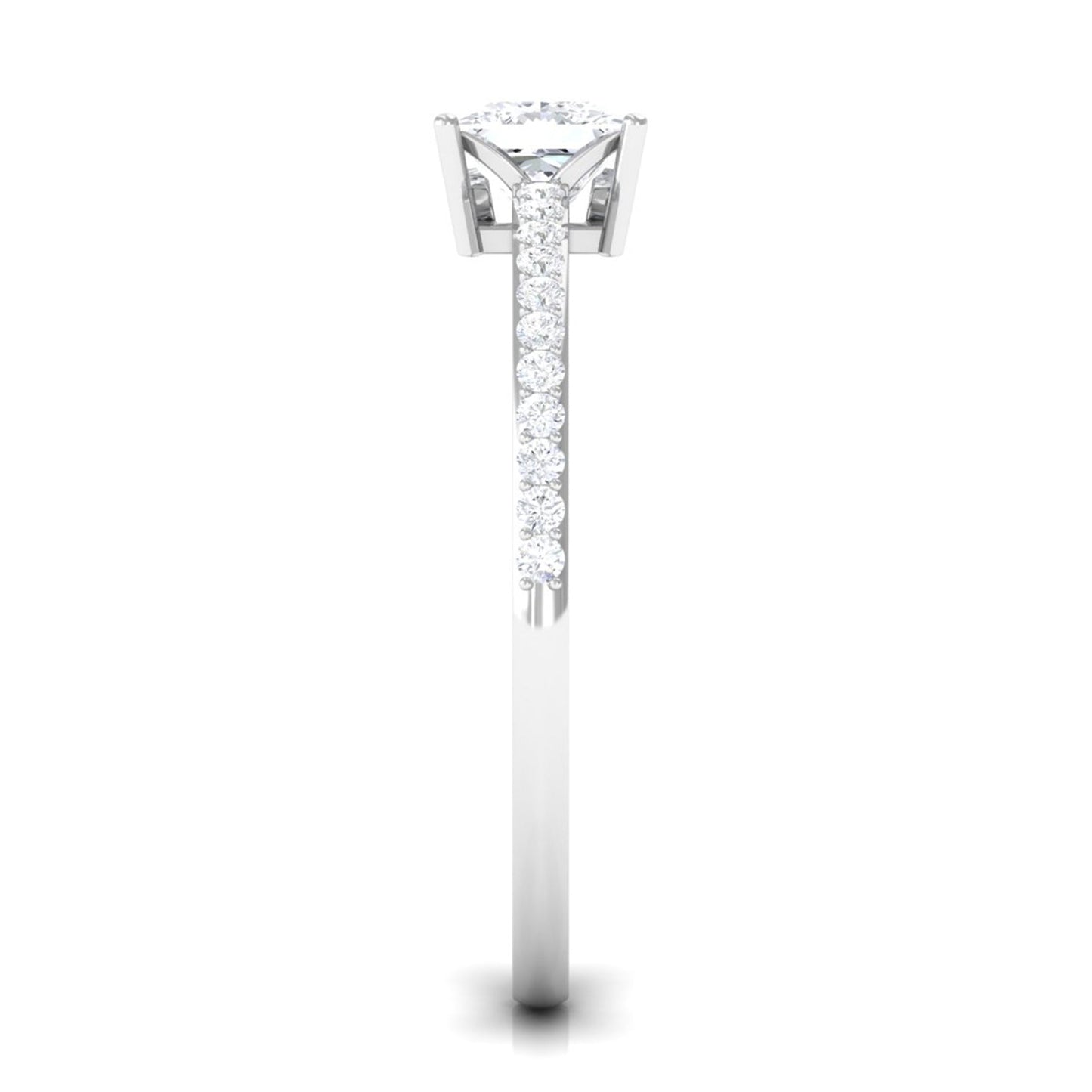 3/4 CT Princess Cut Zircon Solitaire Ring with Surprise and Side Stones