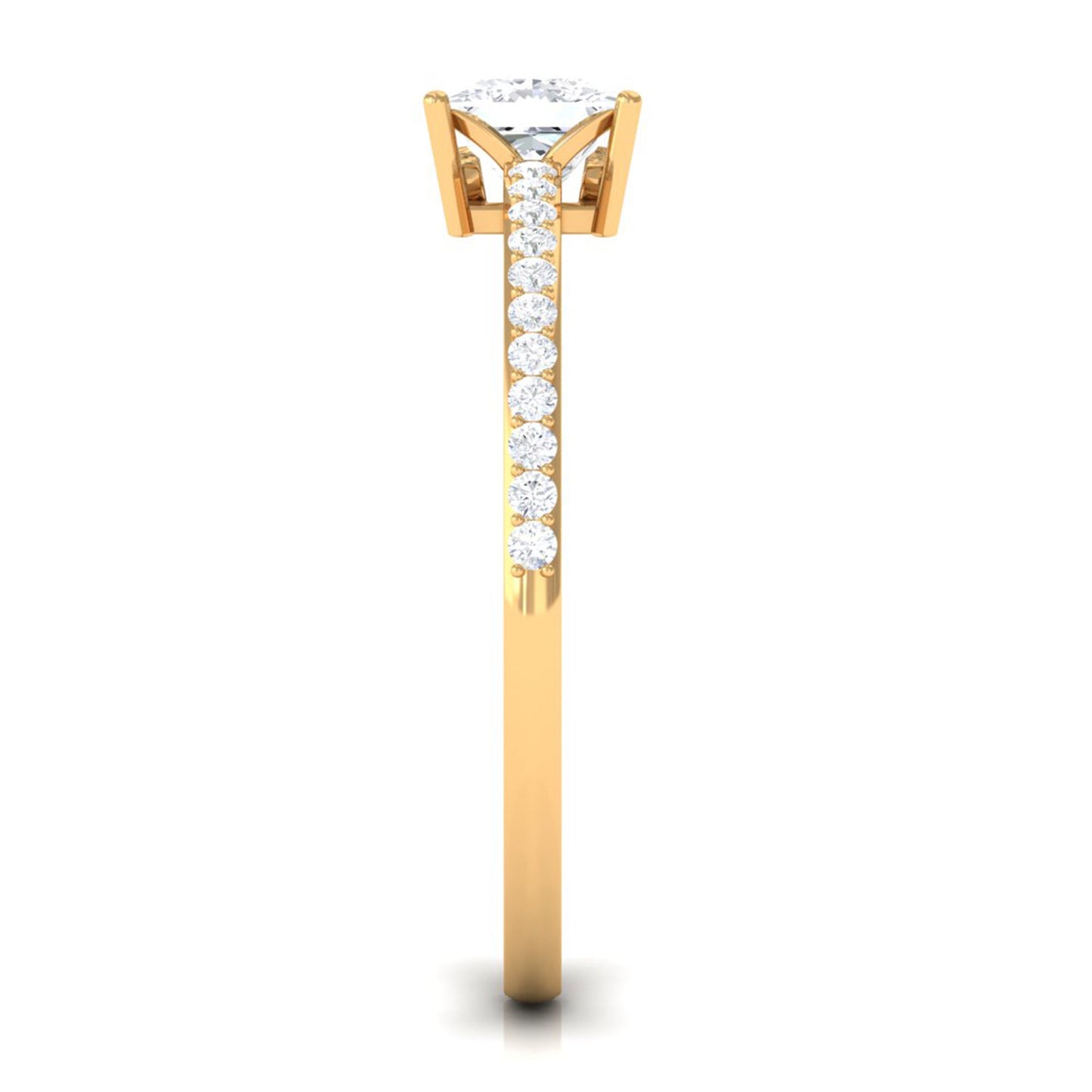 3/4 CT Princess Cut Zircon Solitaire Ring with Surprise and Side Stones