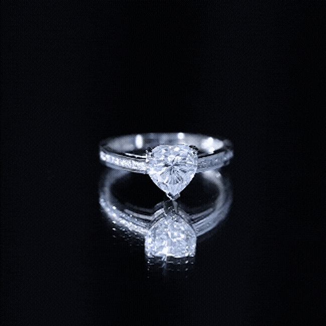 Moissanite 8MM Heart Engagement Ring with Side Stones