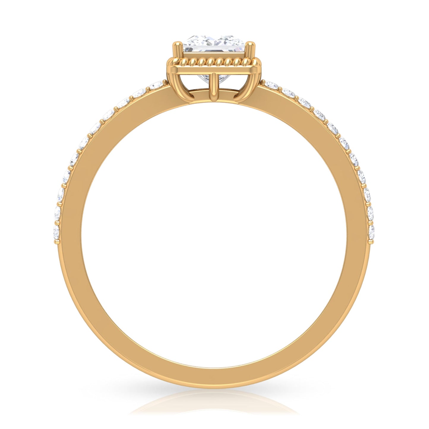 3/4 CT Princess Cut Zircon Solitaire Ring with Side Stones