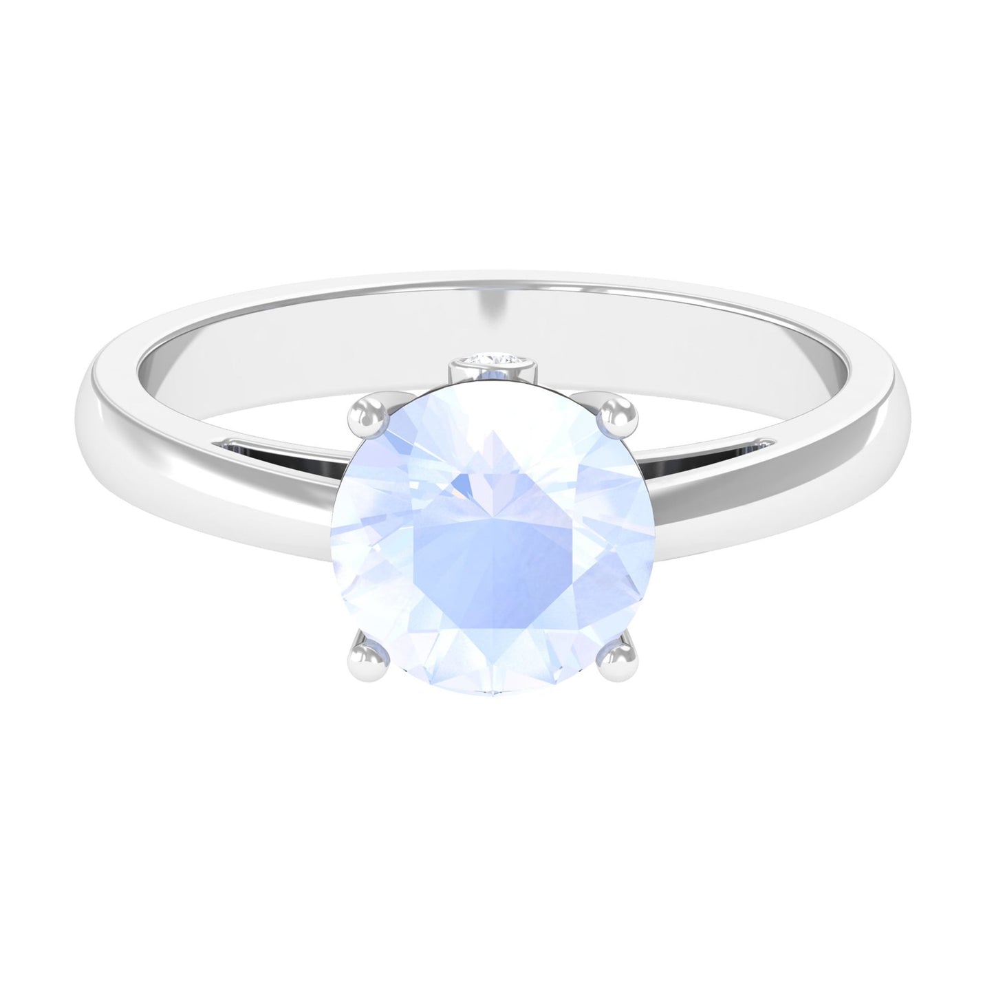 Round Cut 8 MM Moonstone Solitaire Engagement Ring