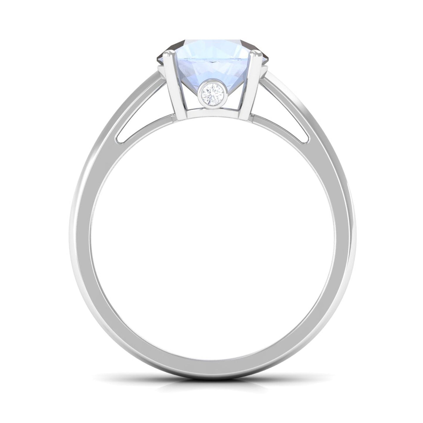 Round Cut 8 MM Moonstone Solitaire Engagement Ring