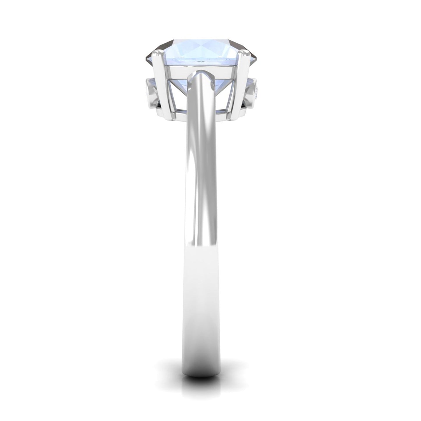 Round Cut 8 MM Moonstone Solitaire Engagement Ring