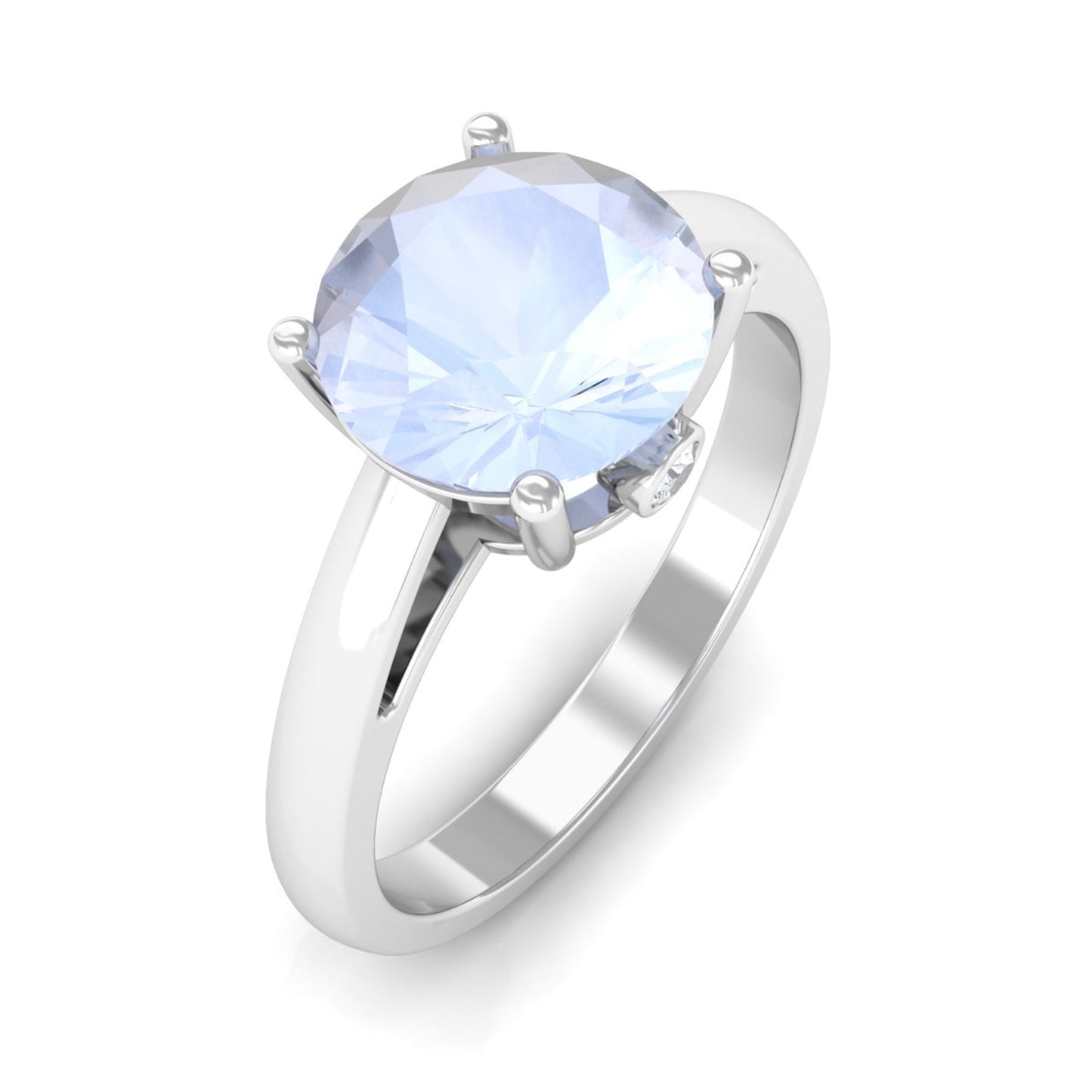 Round Cut 8 MM Moonstone Solitaire Engagement Ring