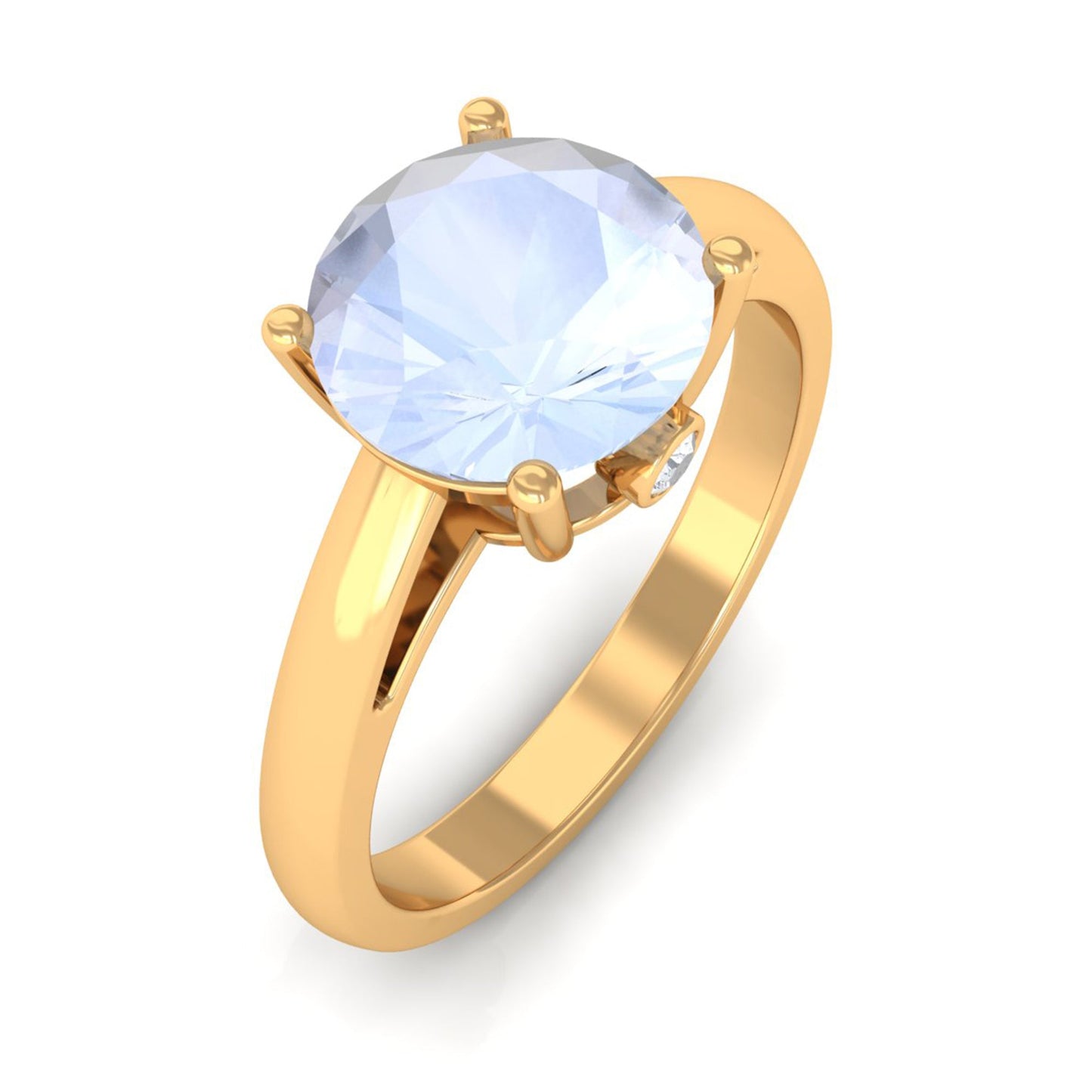Round Cut 8 MM Moonstone Solitaire Engagement Ring